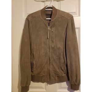 All Saints Men Suede Leather Bomber - XS